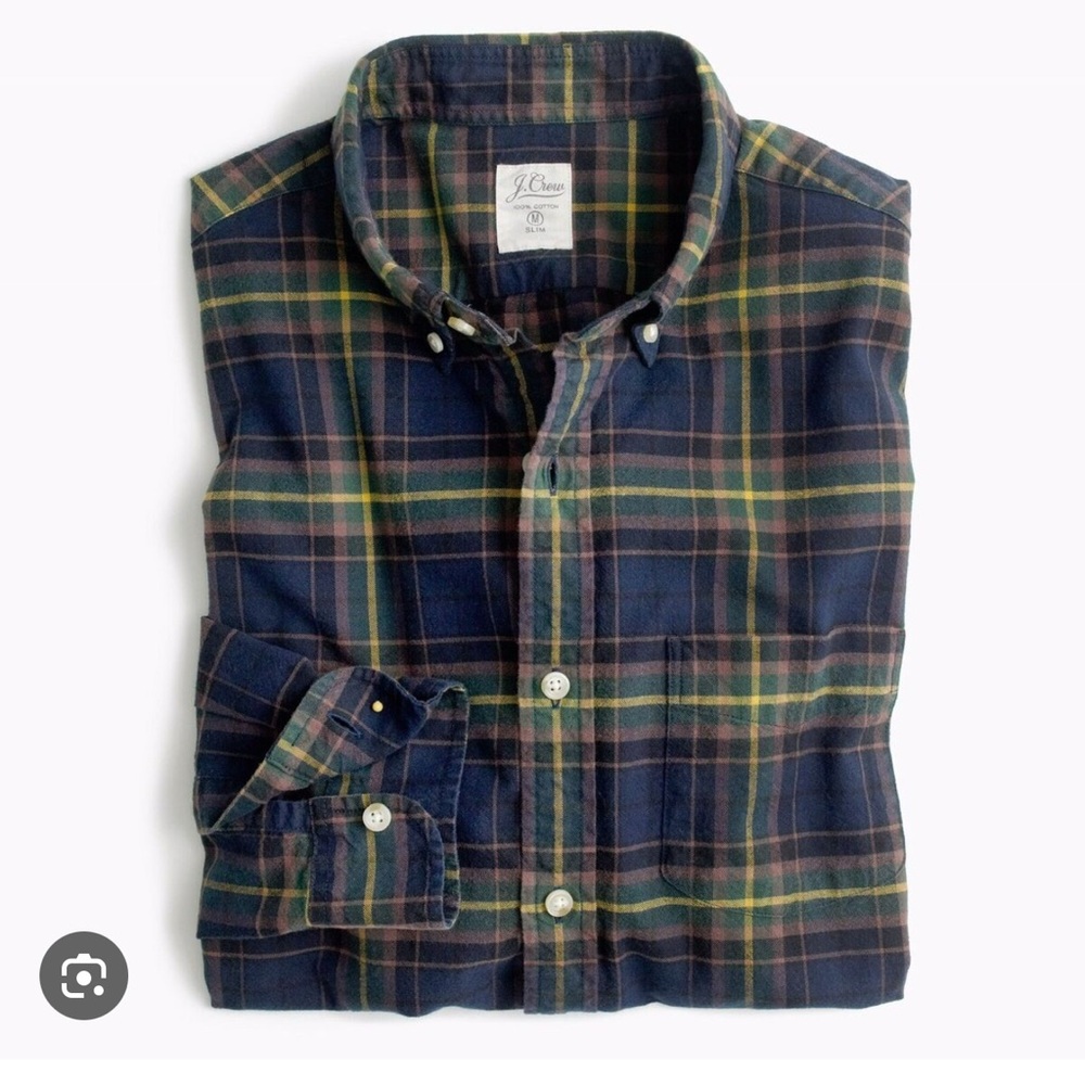 J. Crew Slim oxford shirt in navy ink plaid size Small
